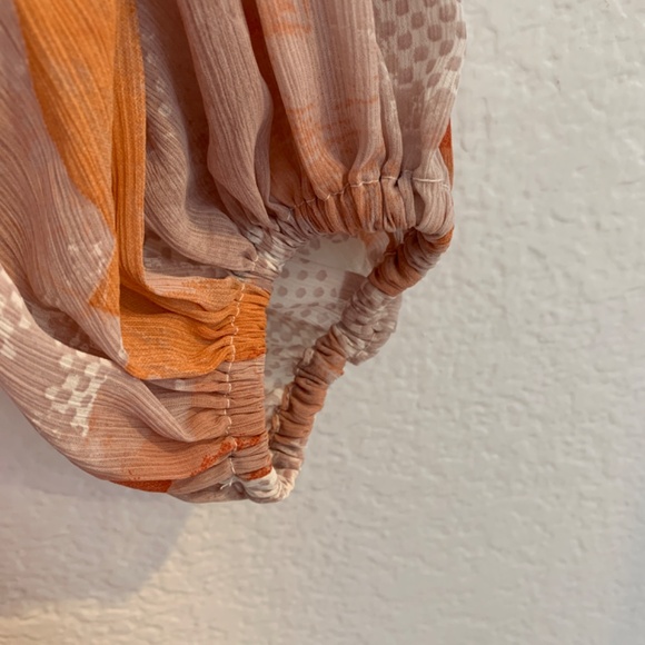 Express Mini Shift Dress Womens Size Large Floral Ruffle Neck Tiered Boho Fairy - Picture 7 of 11